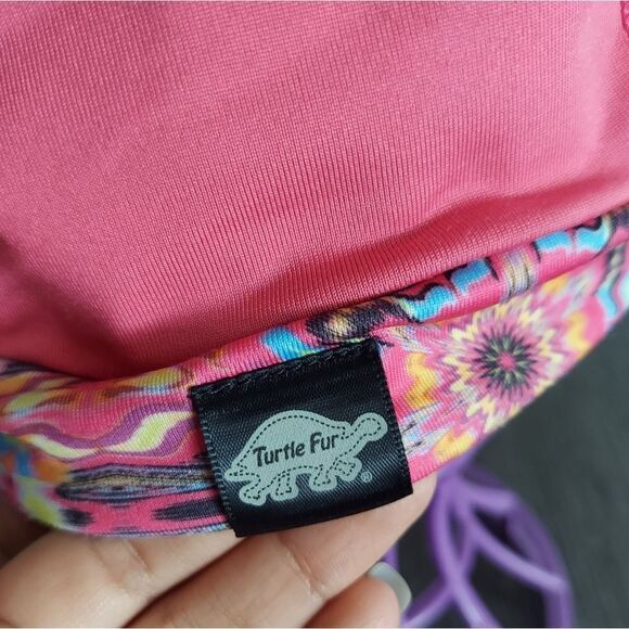 Turtle Fur Pink Kaleidoscope Print Beanie with Visor - Picture 5 of 6